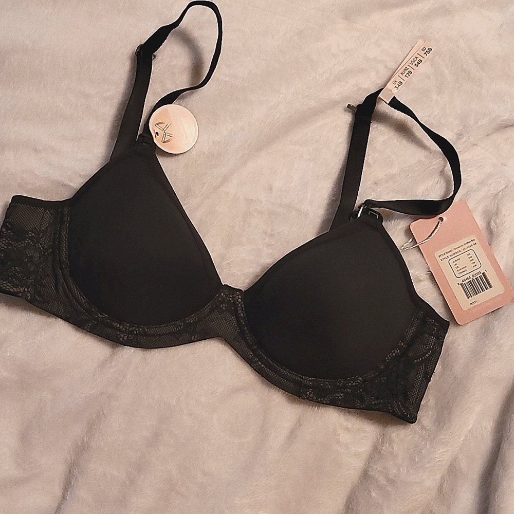 Cake Maternity; Cinnamon Waffles Bra; 34B; Black lace with grey undertones